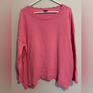 Talbots Long Sleeve Pullover Pink Sweater Scallop Hem Womens Size 2X Office